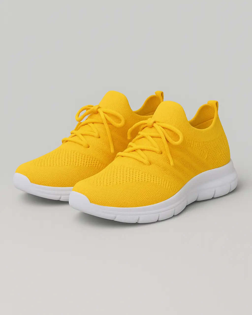 Mesh Veterschoenen Met Platte Zool-Shoes-Velani-Geel-34-Velani