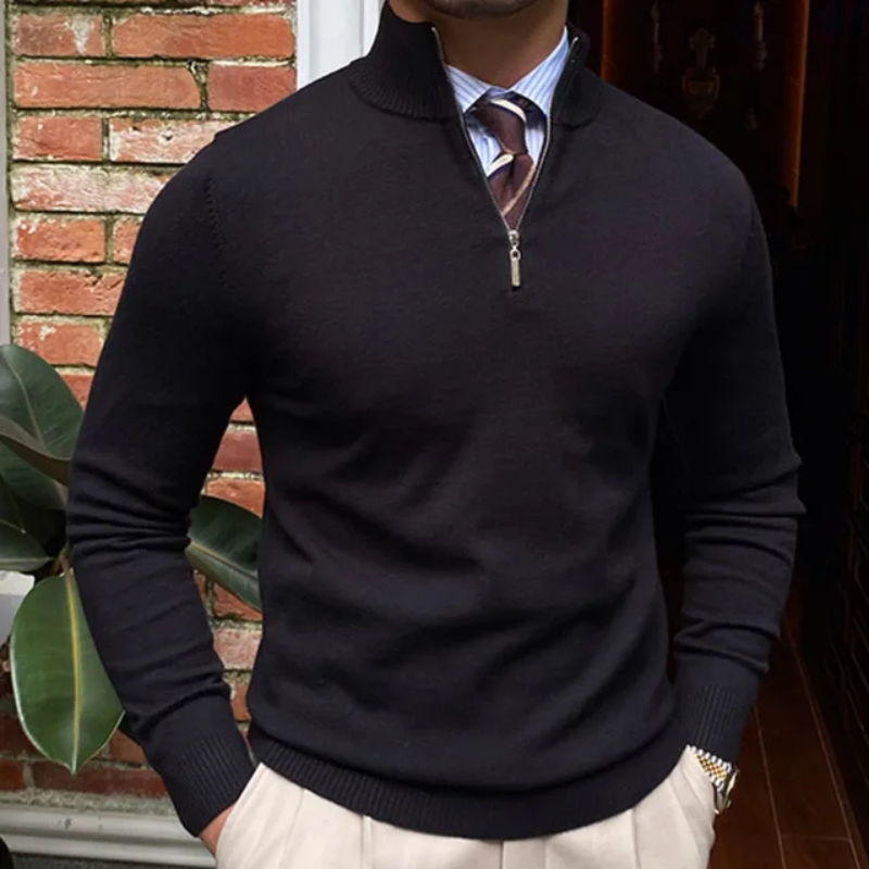 Men's Quarter Zip Stand Collar Sweater