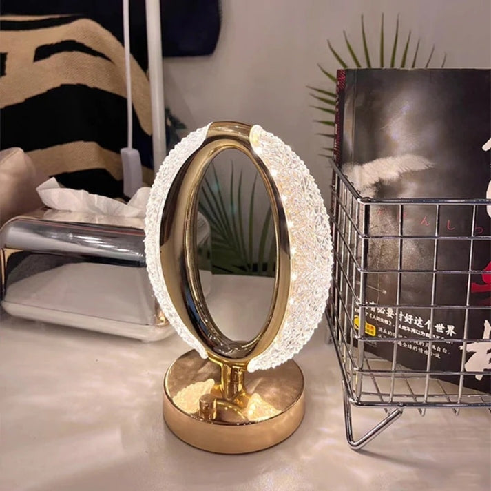 LumiGlow – Rechargeable Crystal Table Lamp with Adjustable Lighting
