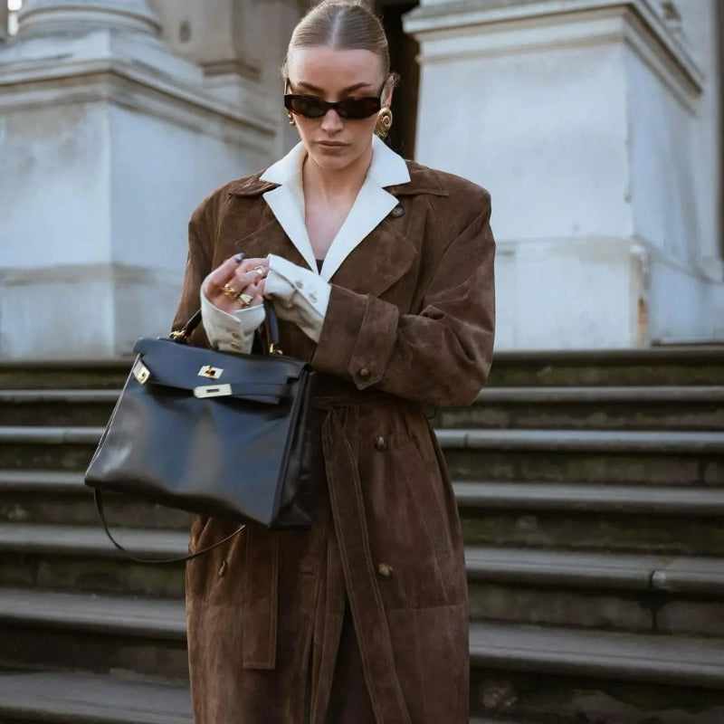 Marisa – Long Sleeve Jacket with Adjustable Belt and Down Collar