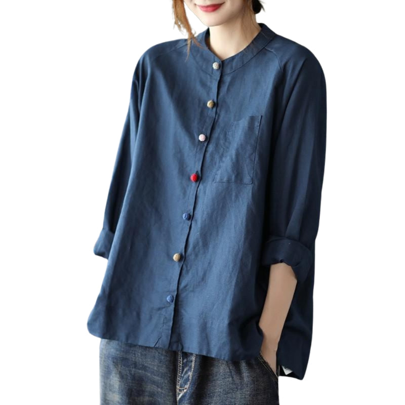 Linnea – Shirt met Lange Mouwen, Kraag en Knopen Velani