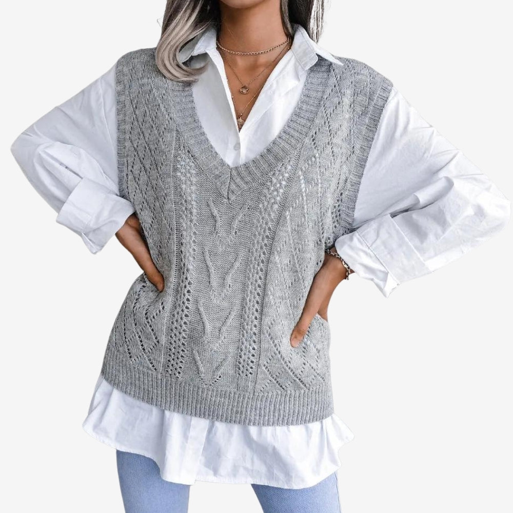 Eliana – Sleeveless Sweater with V-Neck and Loose Fit