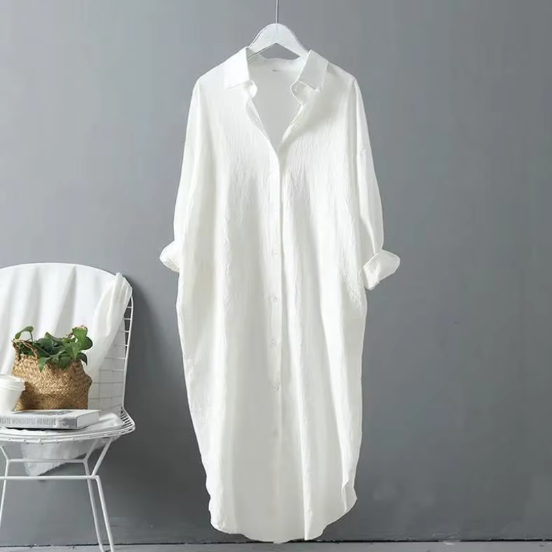 Chic Women's Long Sleeve Midi Shirt Dress