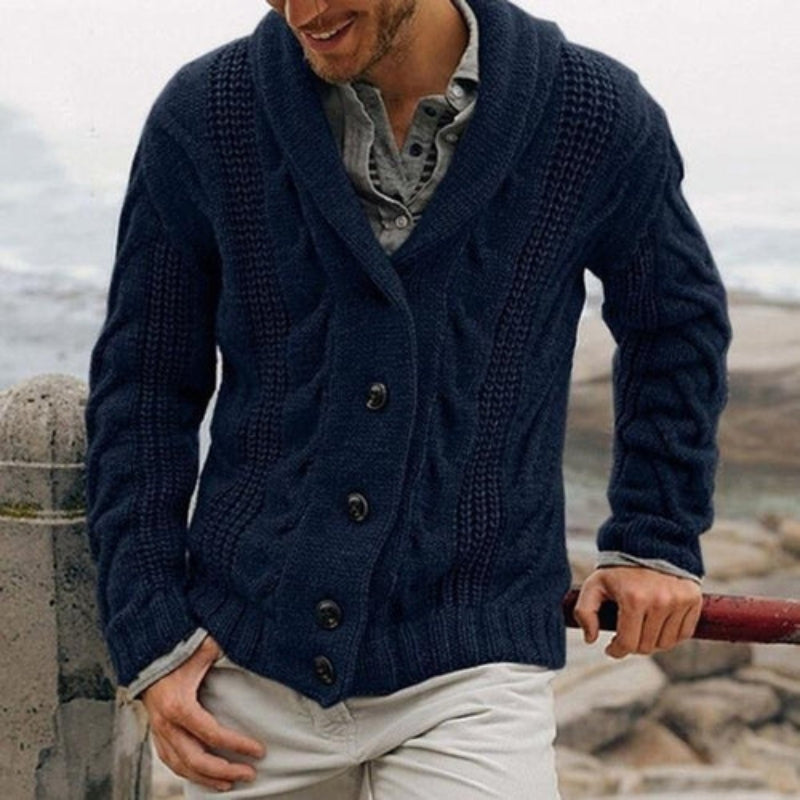 Nick – Cable-knit Slim Fit Cardigan with Buttons | Long Sleeves