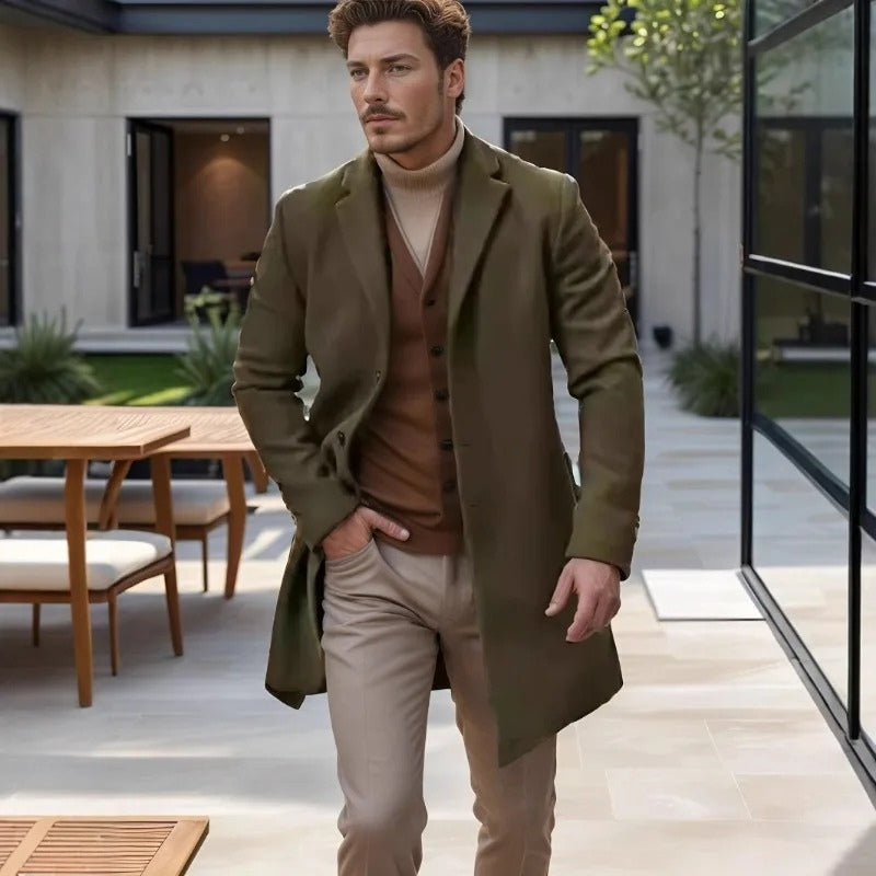 Liam – Long Sleeve Coat with Down Collar