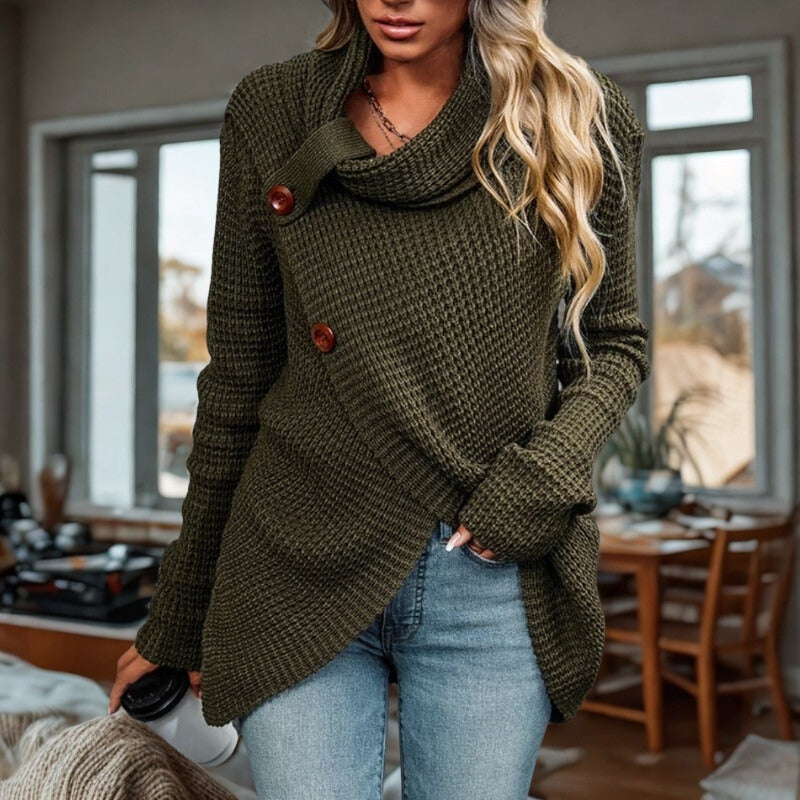 Sophia – Long Sleeve Sweater with Button Closure