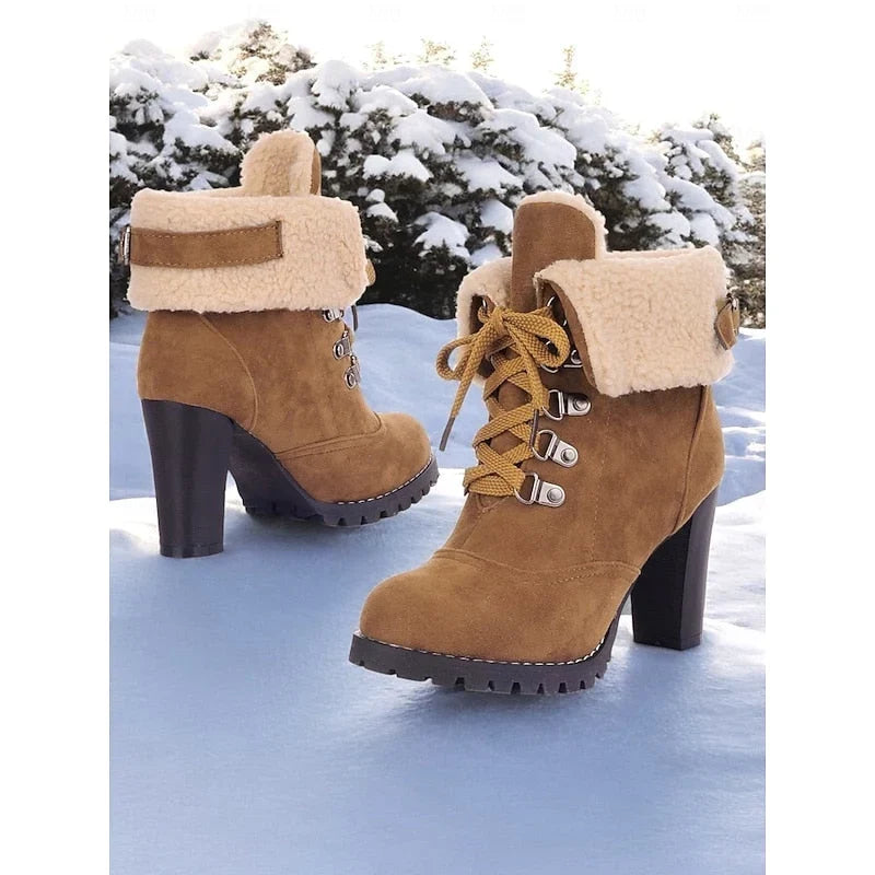 Rugged - Women's Lace-Up Ankle Boots with Stacked