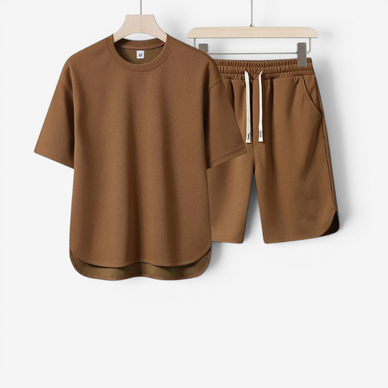 Men's Casual Crew Neck T-Shirt and Shorts Set