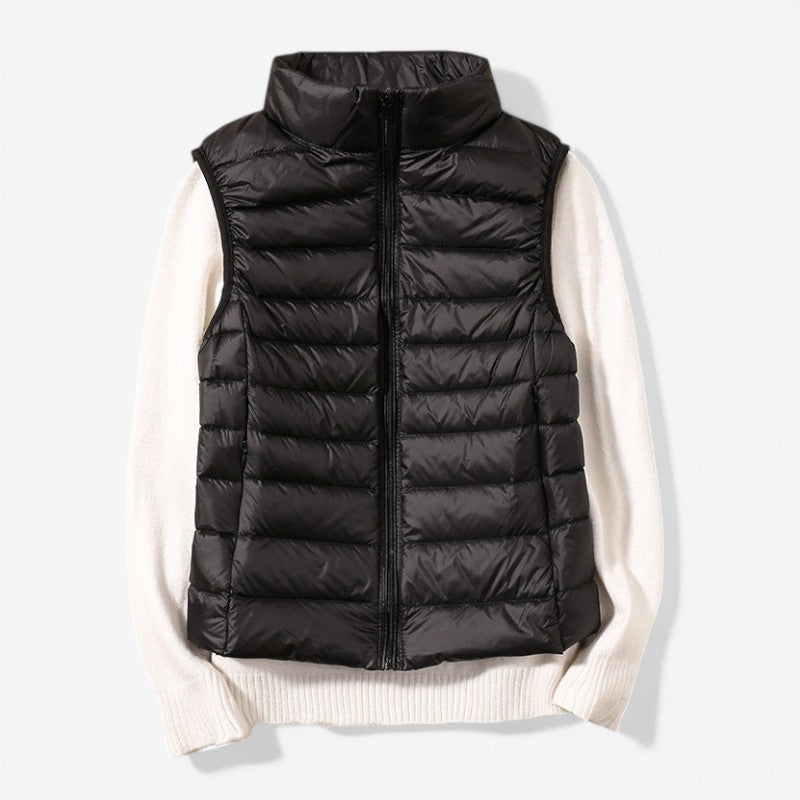 Women Sleeveless Vest With Zip Front