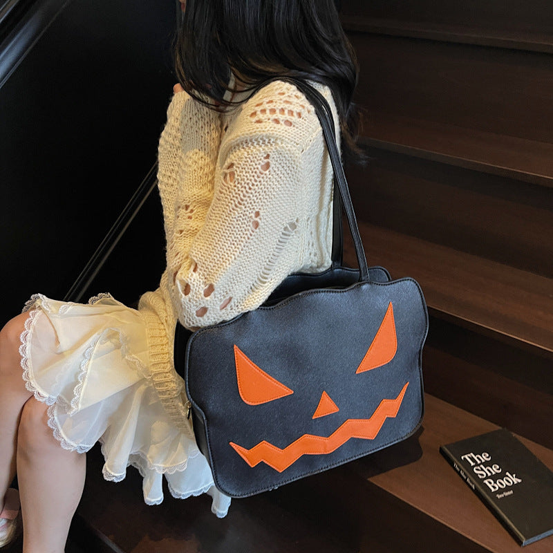 Spooky Halloween Messenger Bag with Pumpkin Art