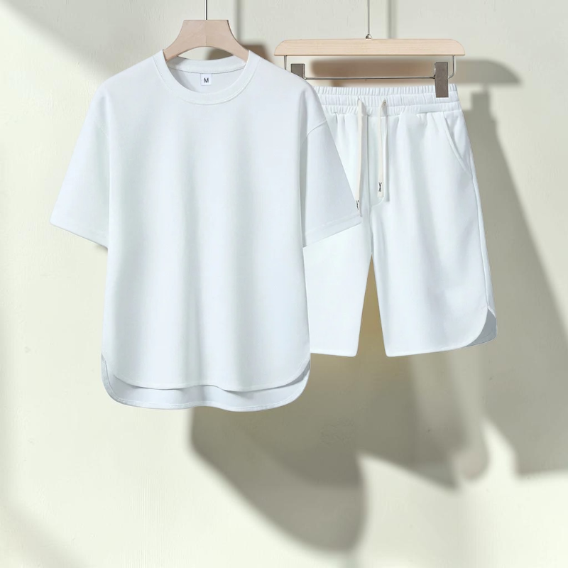 Men's Casual Crew Neck T-Shirt and Shorts Set