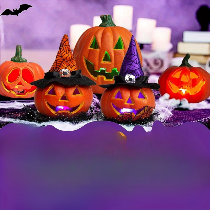 Illuminated Pumpkin Set for Halloween Decor