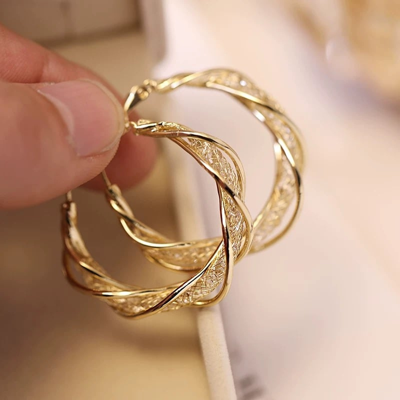 Hoop Earrings with Twisted Design