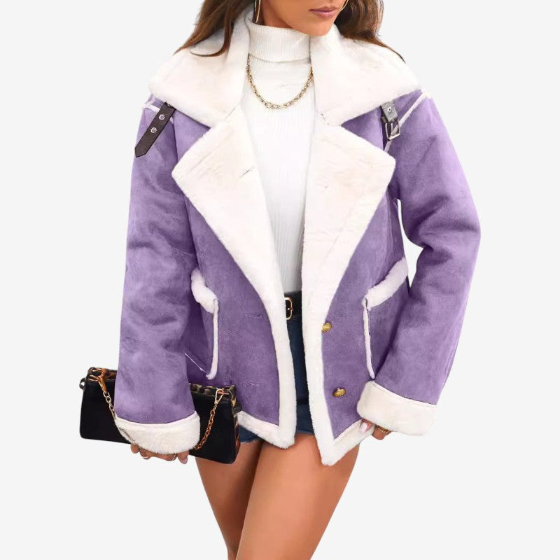 Women Long Coat Notched Collar Structured Fit