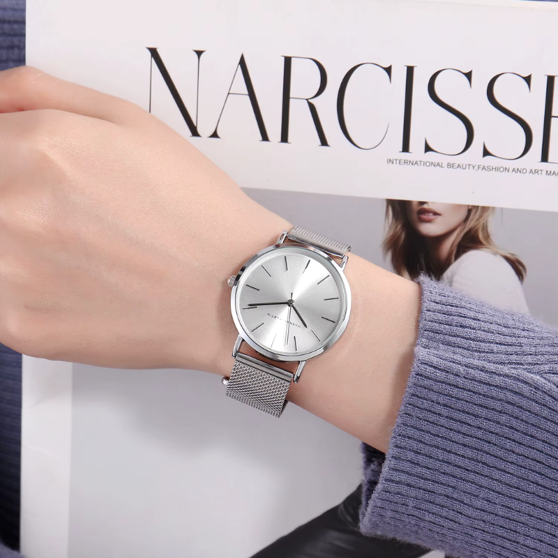 Watch with Adjustable Strap and Matching Bracelet