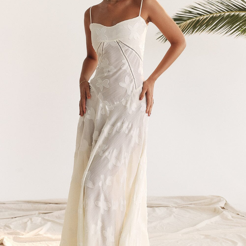 Nova – Mouwloze lange jurk met open rug en bloemenprint Velani