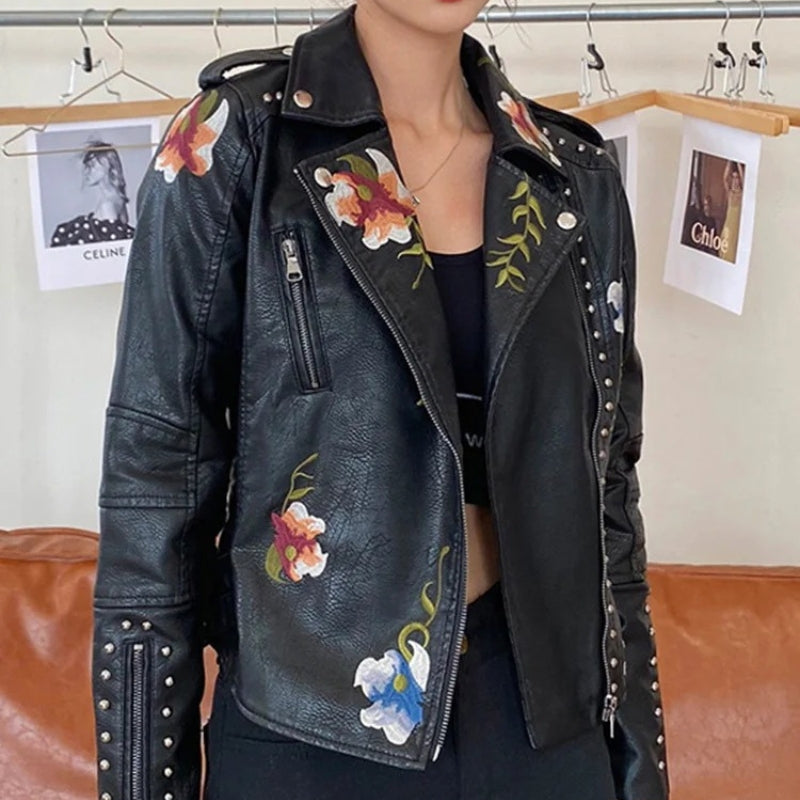 Olivia – Jacket with Zipper Closure and Floral Pattern