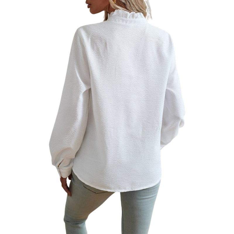 Lilian – Blouse met Lange Mouwen, Ruches en Knopen Velani