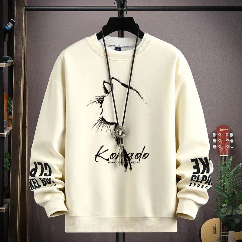 Ethan – Long Sleeve Sweater With Ribbed Hem And Animal Printed Design