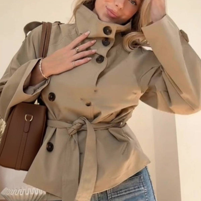 Clara – Trench Coat with Long Sleeve and Adjustable Belt Design
