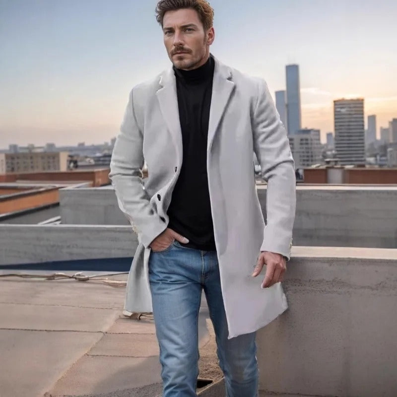 Liam – Long Sleeve Coat with Down Collar