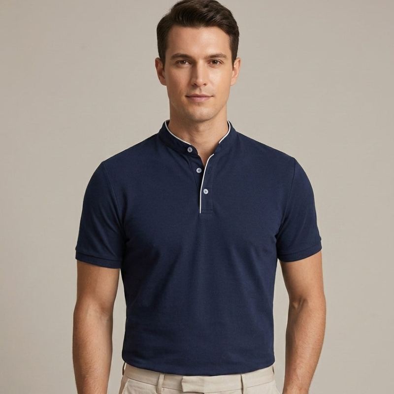 Men's Short Sleeve Stand Collar Polo Shirt
