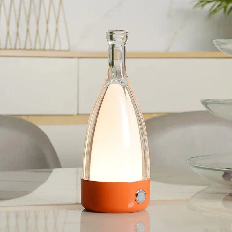 GlowSip – Rechargeable Table Lamp in Bottle Design with Touch Dimming LED