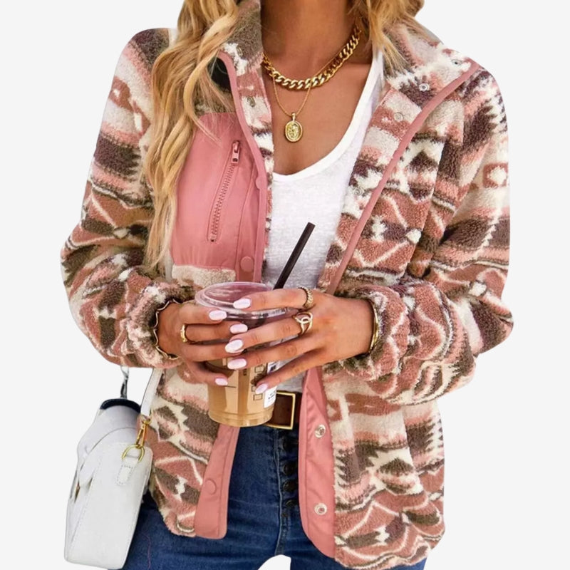 Ava – Long Sleeve Jacket With Zipper Pocket And Button Closure