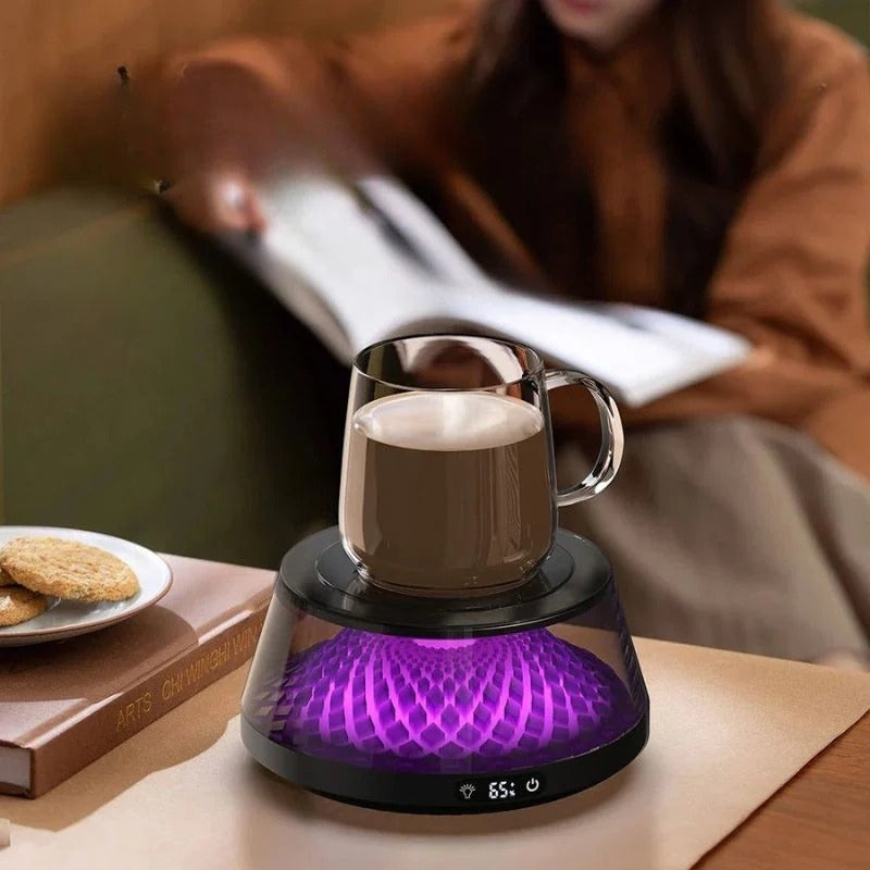 HeatMate – Draagbare Koffiemok Verwarmer met Meerkleurige Lampjes Velani