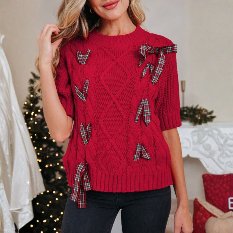 Riley – Round Neck Sweater With Ribbon Detail