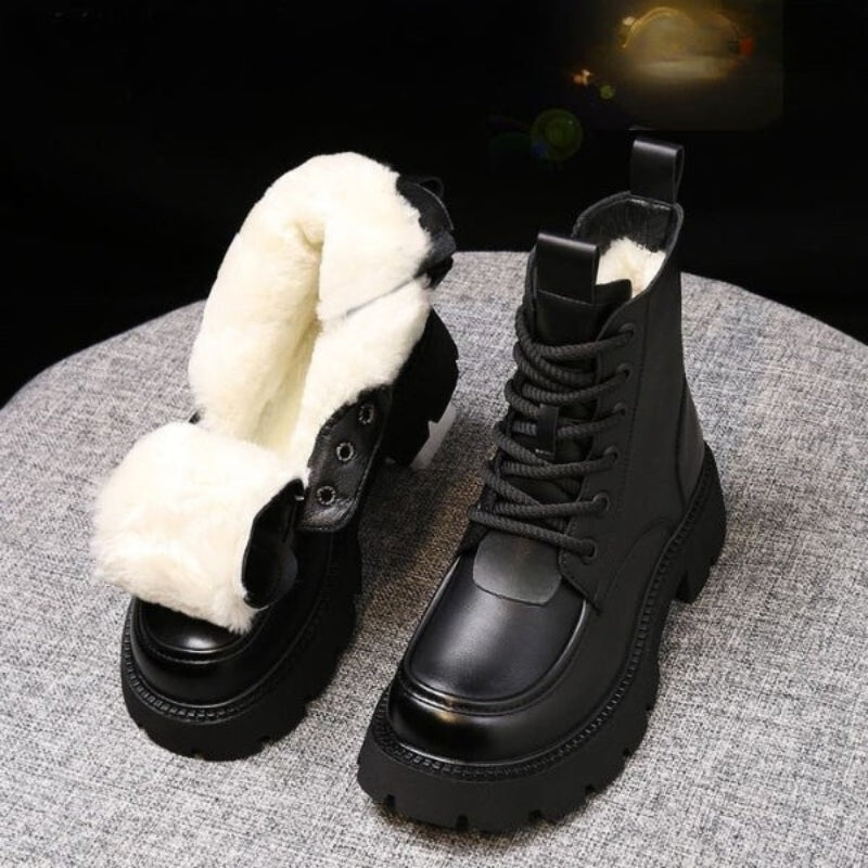 Olivia – Anti Slip Boots With Lace Up And Fur Design