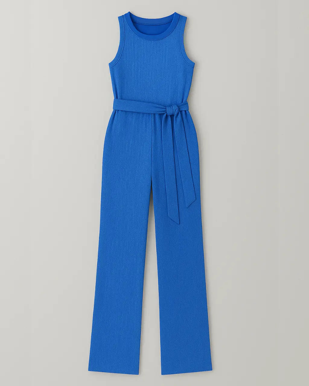 Polyester Jumpsuit Met Glitterdesign En Tailleband-Jumpsuits-Velani-Blauw-S-Velani