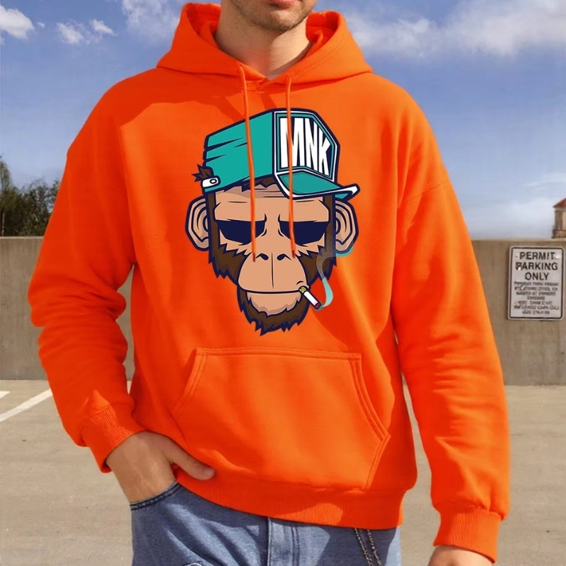Leo – Long Sleeve Hoodie With Monkey Print And Pockets