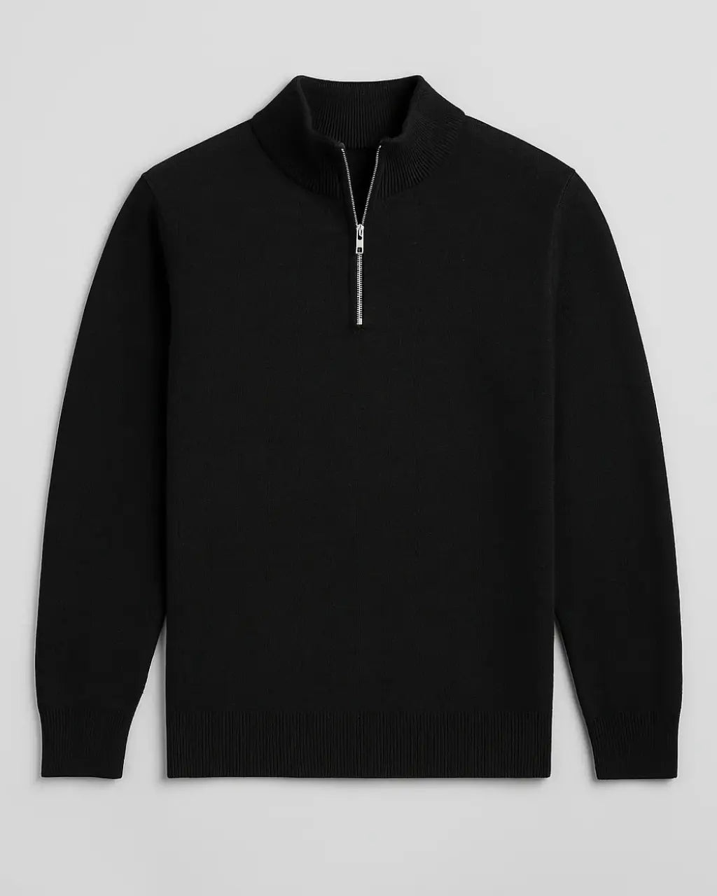 Fijngebreide Trui Met Halve Rits – Nieuwe Klassieke Editie-Sweaters-Velani-Zwart-M-Velani