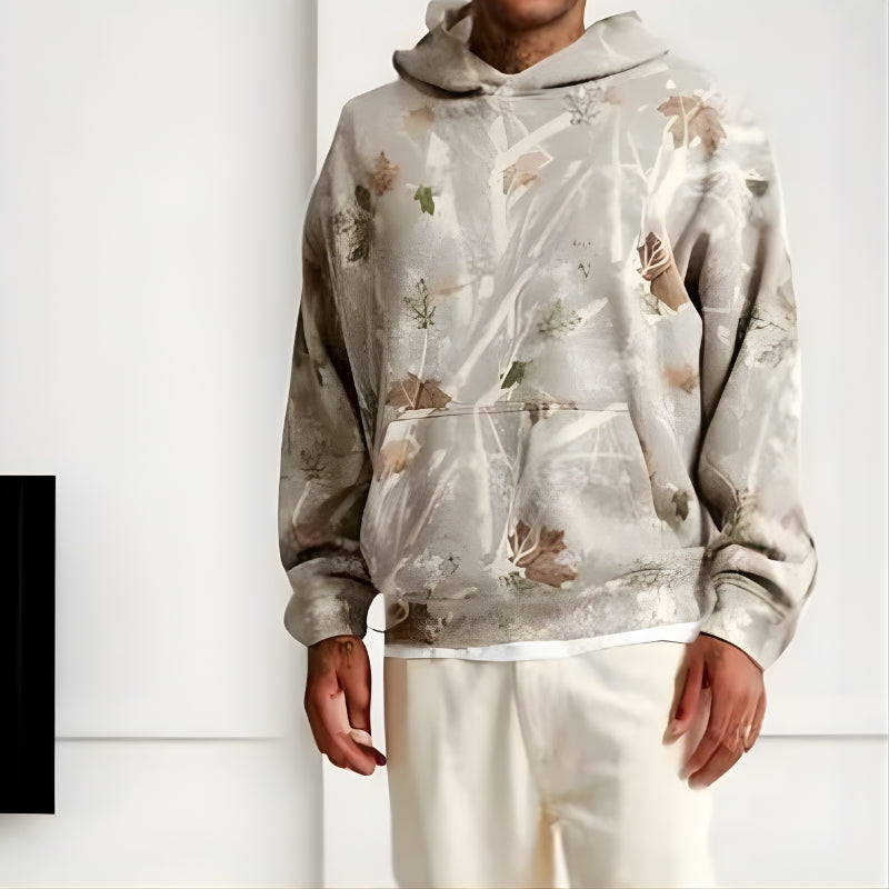 Liam – Long Sleeve Hoodie with Pockets and Floral Print