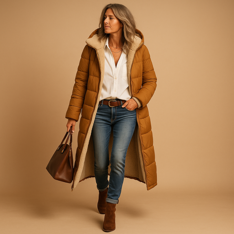 Women Modern Cut Coat with Notched Collar