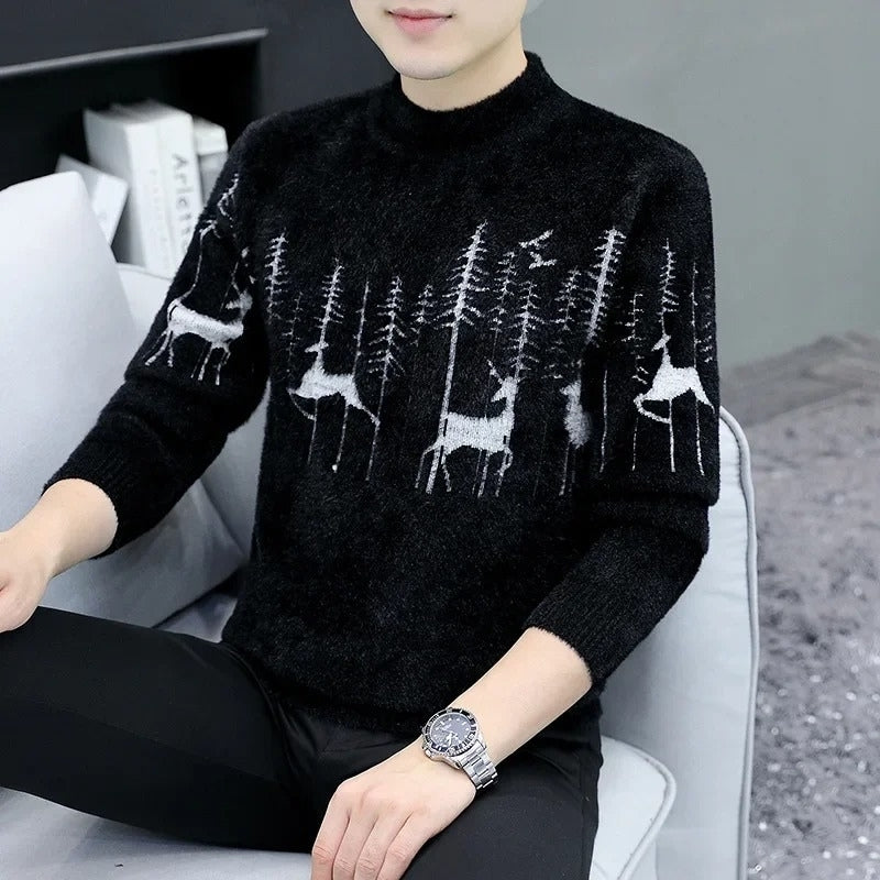 Liam – Round Neck Sweater with Animal Pattern Design