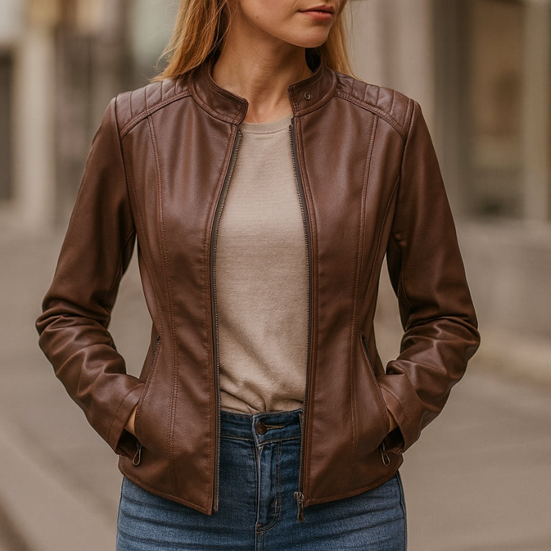 Sophia – Long Sleeve Jacket with Zipper Closure Design