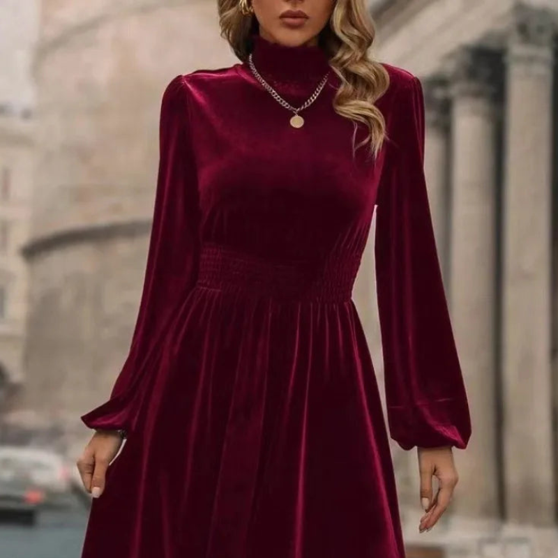 Kathleen - Lange Mouwen Turtleneck Jurk met Knie-lengte Velani