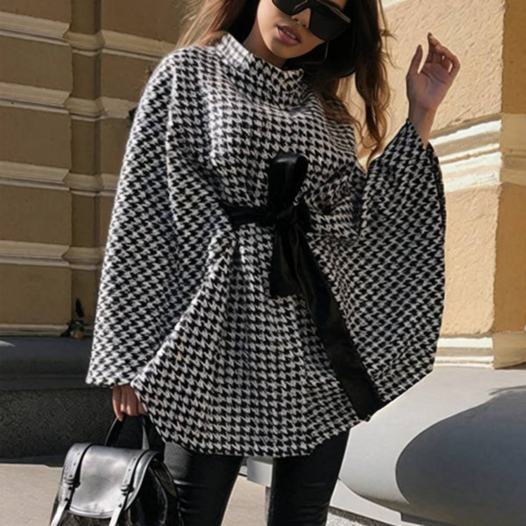 Ava – Round Neck Coat with Adjustable Belt