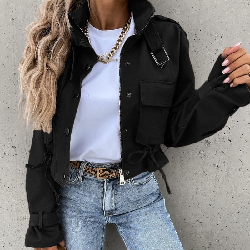 Emma – Long Sleeve Jacket with Pockets and Zipper Closure