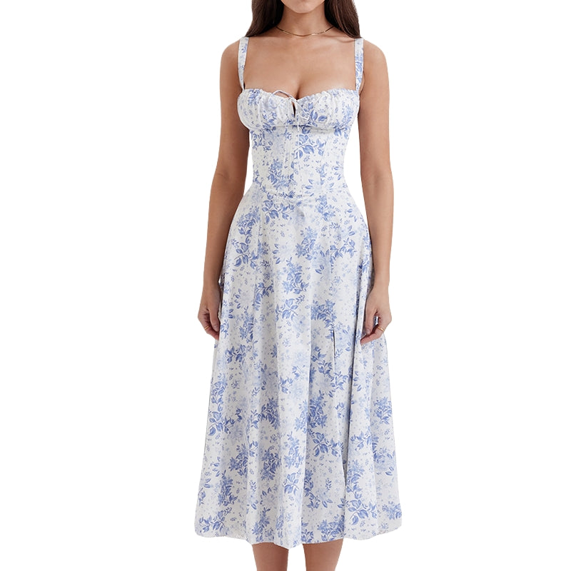 Addison – Mouwloze Jurk met Hoge Taille en Bloemenprint Velani