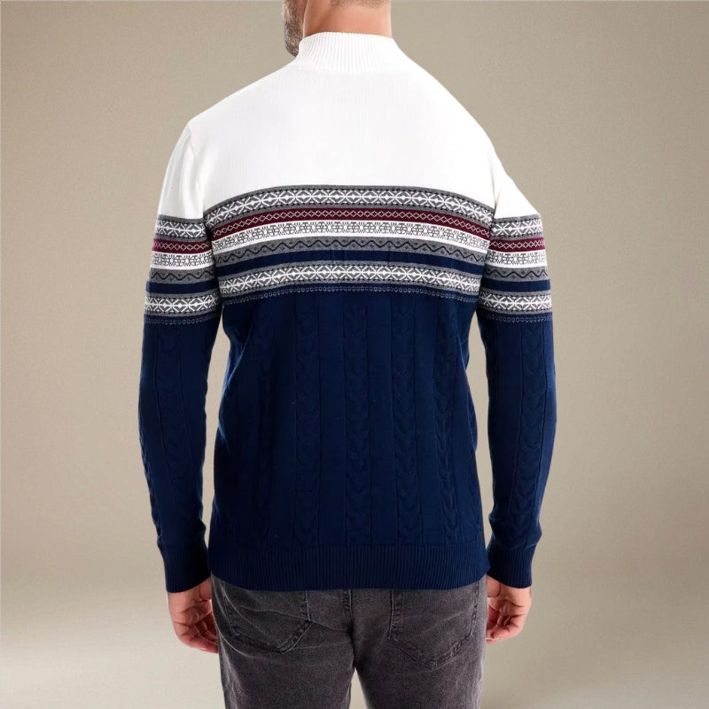 Adam – Lange mouwen trui met print en opstaande kraag Velani