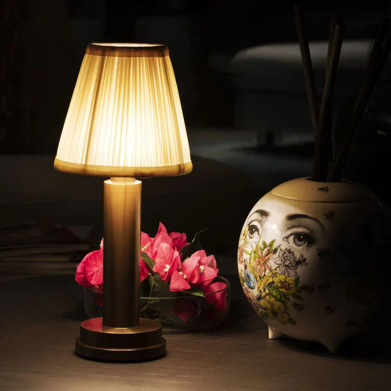 GlowRidge – LED Table Lamp with Round Ribbed Shade