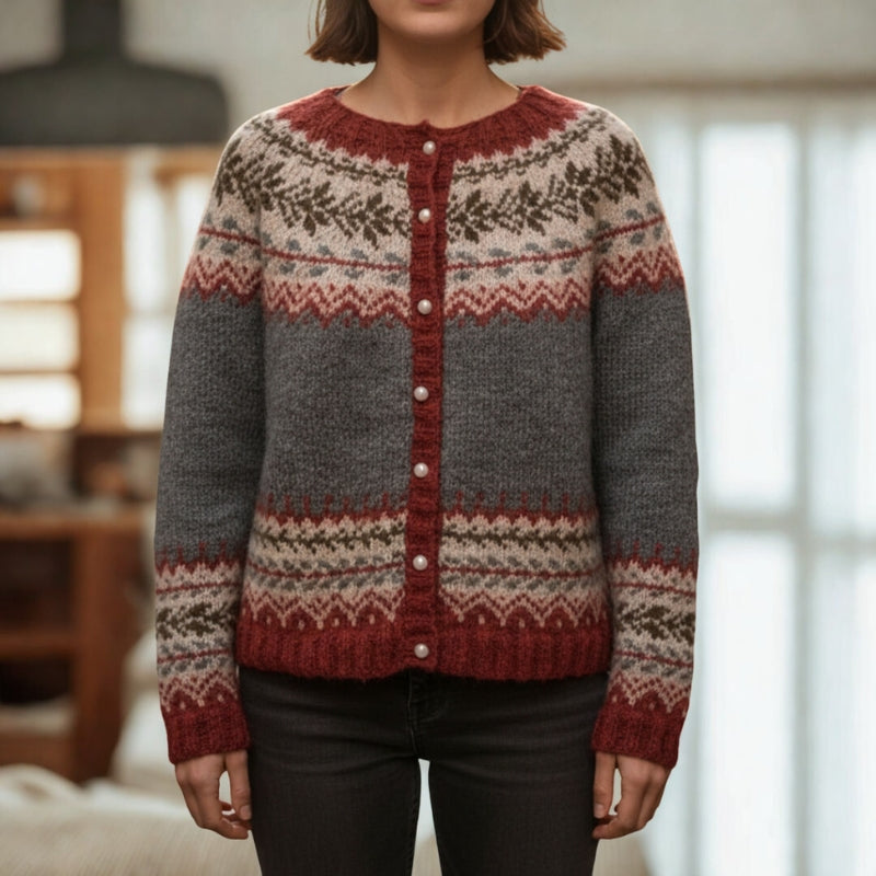 Sophia – Long Sleeve Sweater with Button Closure