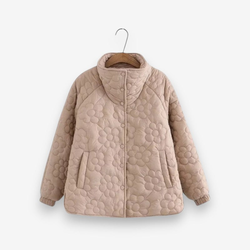 Nora – Long Sleeved Coat with Stand Up Collar and Pockets