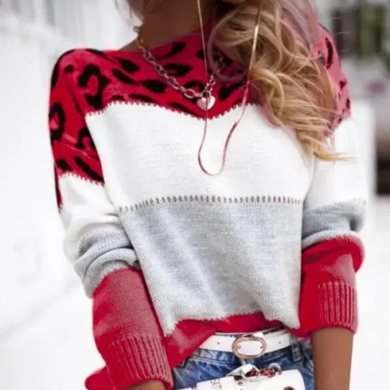 Oversized Printed Crew Neck Sweater