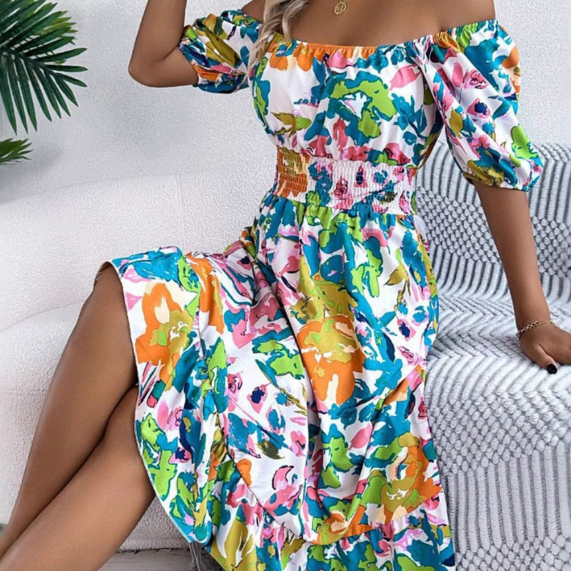 Women's Floral Off Shoulder Midi Dress
