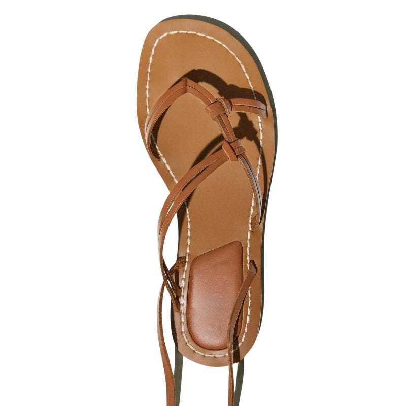 Women's Lace Up Flat Sandals with Non Slip Sole