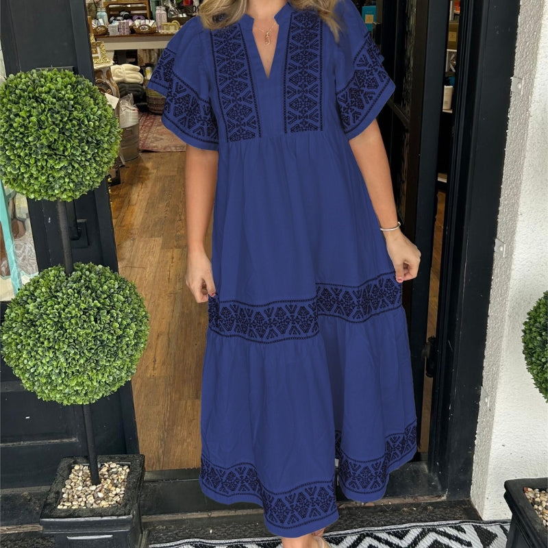 Women’s Midi Dress V Neck Loose Fit